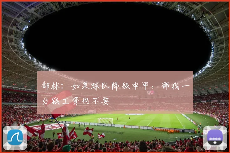 郜林：如果球队降级中甲，那我一分钱工资也不要